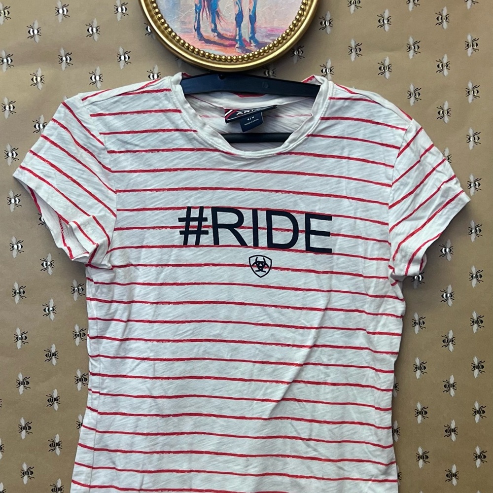 Striped T-Shirt with #RIDE Print